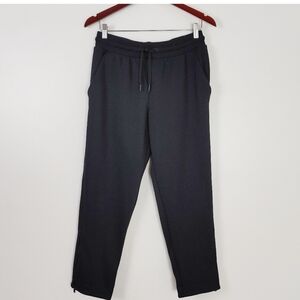 Athleta Cozy Karma Pants Black Sweatpants Plush Fleece- Lining Zipper Hem